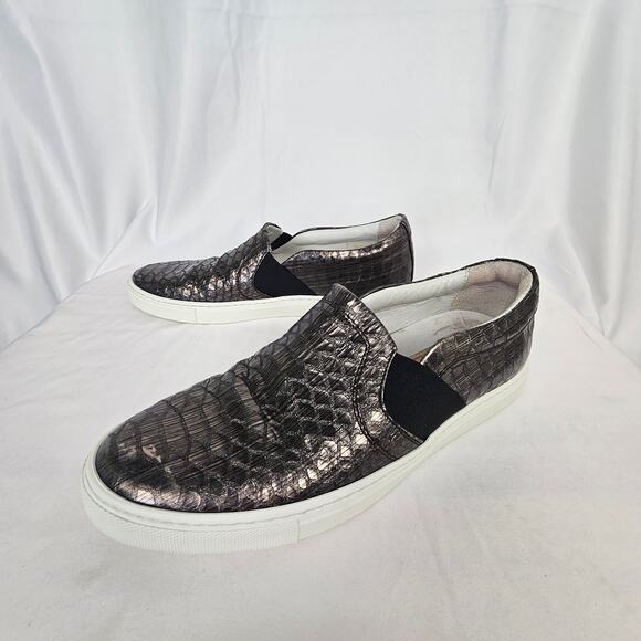 Lanvin Snake Print Slip-On Sneakers Women’s Size 7 Metallic Brown Made in Italy - Picture 4 of 8